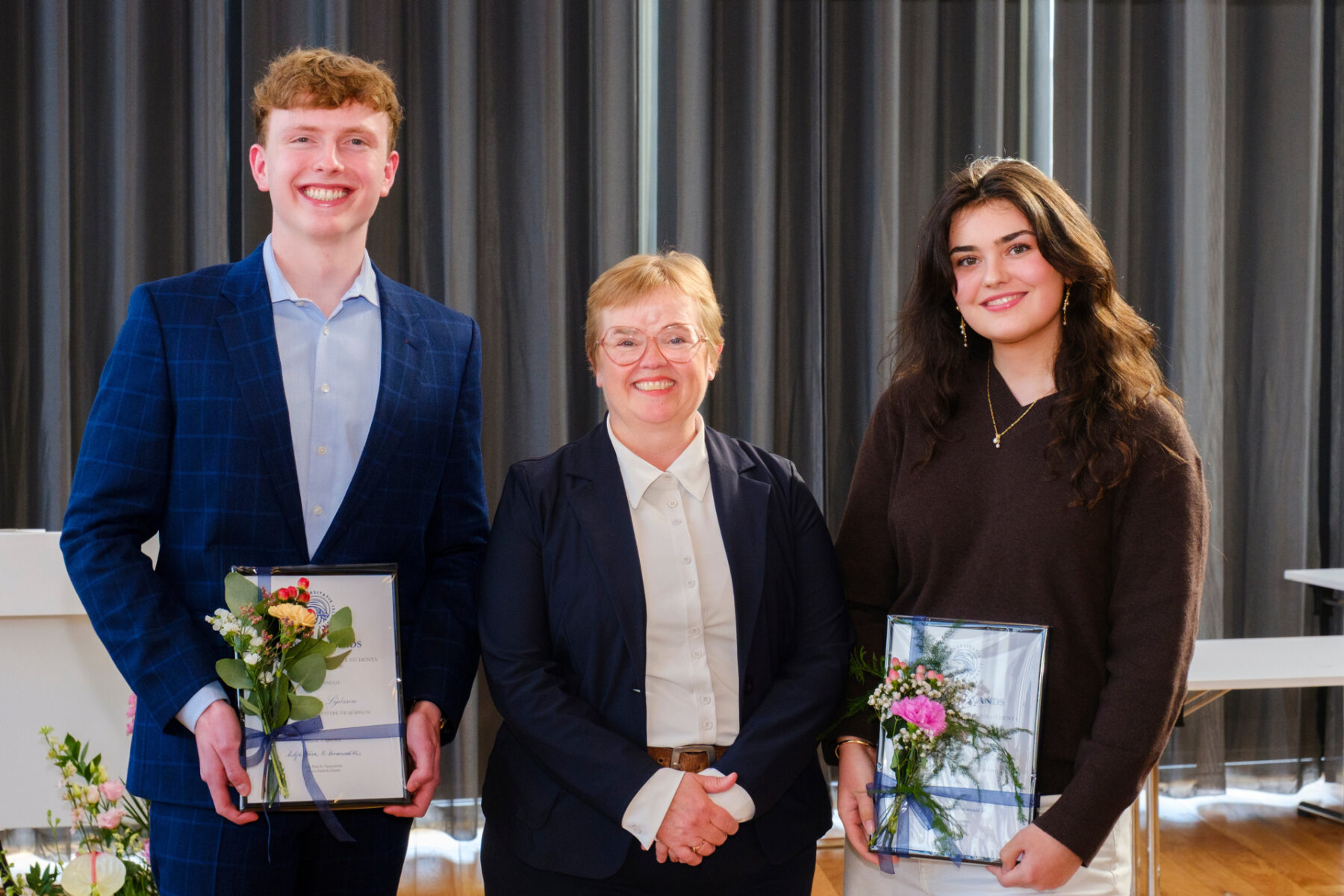 Andrea Erla Guðmarsdóttir og Lýður Þór Lýðsson ásamt Silju Báru R. Ómarsdóttur, rektor Háskóla Íslands